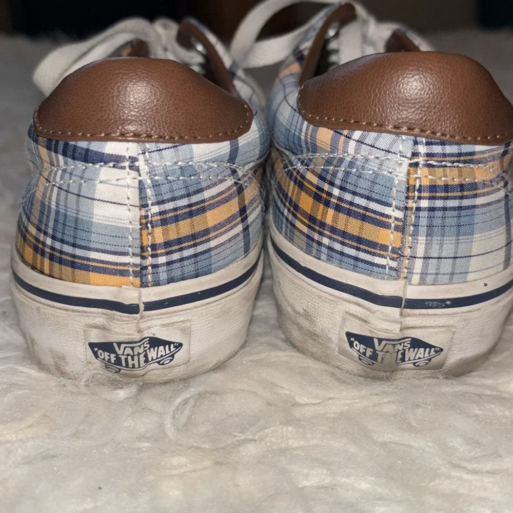 Vans Unisex Plaid & Leather Canvas Sneaker, Size US Men 6.5, US Women 8 - Picture 8 of 16
